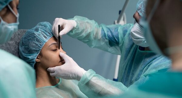 Cirujanos de rinoplastia - Médico estético reconocido como uno de los mejores cirujanos de rinoplastia de Valencia realizando una operación de nariz a una mujer