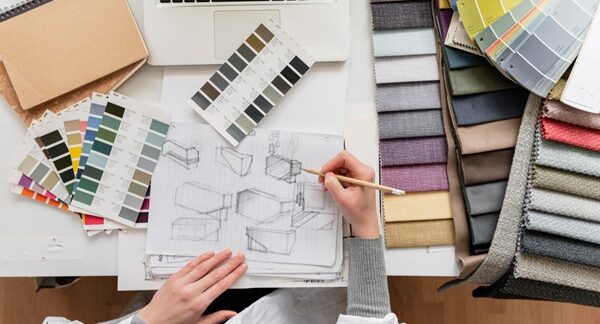 Diseño de interiores - Experto en interiorismo de una de las mejores empresas de diseño de interiores en Valencia realizando un boceto de decoración de interiores