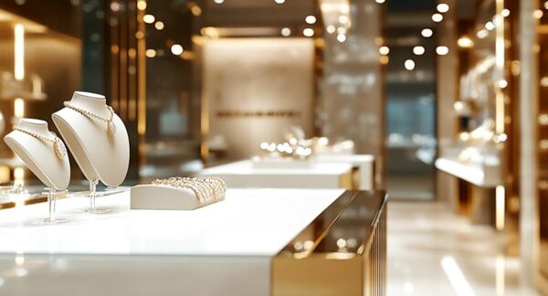 Mejores joyerías - Exhibición de joyas en una tienda de joyería que además posee tienda de joyas online reconocida entre las mejores joyerías de Valencia